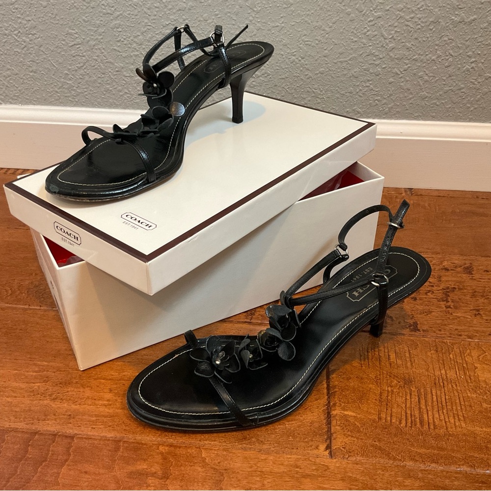 Coach Black Floral Sandals